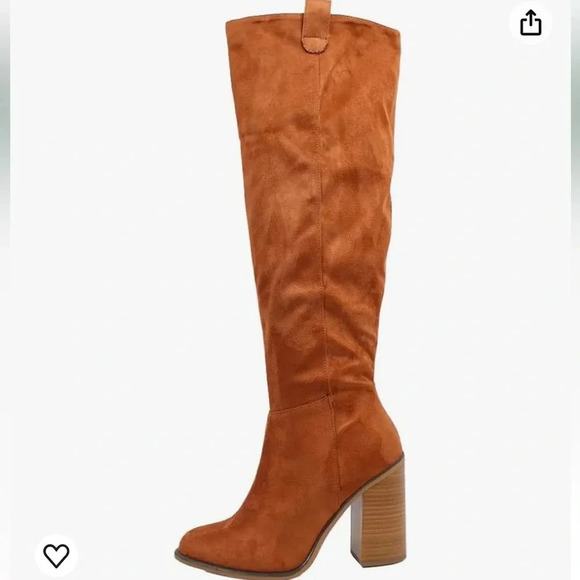 Soda // Women's Faux Suede Knee High Stacked Heel Boot - Picture 3 of 3